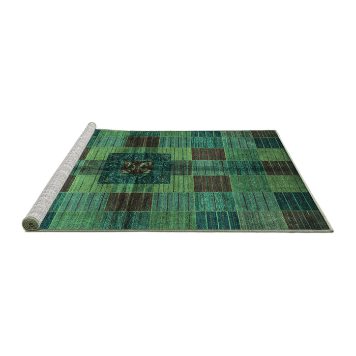 Sideview of Machine Washable Checkered Turquoise Modern Area Rugs, wshabs3183turq