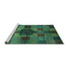 Sideview of Machine Washable Checkered Turquoise Modern Area Rugs, wshabs3183turq