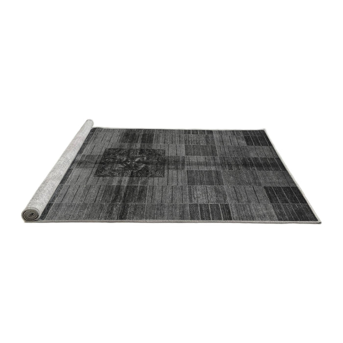 Sideview of Machine Washable Checkered Gray Modern Rug, wshabs3183gry