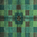 Square Machine Washable Checkered Turquoise Modern Area Rugs, wshabs3183turq