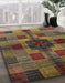 Abstract Red Brown Checkered Rug in Family Room, abs3183