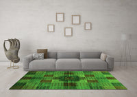 Machine Washable Checkered Green Modern Rug, wshabs3183grn