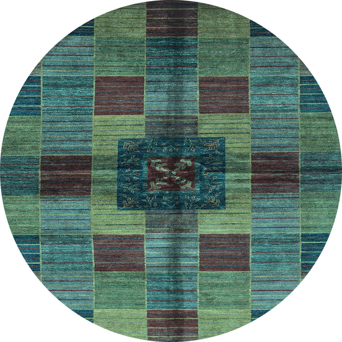 Round Checkered Light Blue Modern Rug, abs3183lblu