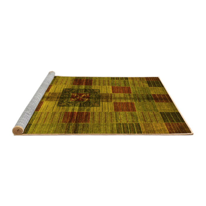 Sideview of Machine Washable Checkered Yellow Modern Rug, wshabs3183yw