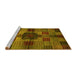 Sideview of Machine Washable Checkered Yellow Modern Rug, wshabs3183yw