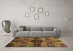 Machine Washable Checkered Brown Modern Rug in a Living Room,, wshabs3183brn