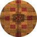 Round Machine Washable Checkered Orange Modern Area Rugs, wshabs3183org