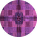 Round Checkered Purple Modern Rug, abs3183pur