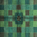 Square Checkered Turquoise Modern Rug, abs3183turq