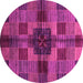 Round Checkered Pink Modern Rug, abs3183pnk