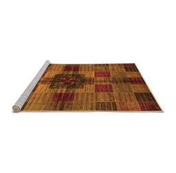 Sideview of Machine Washable Checkered Orange Modern Area Rugs, wshabs3183org