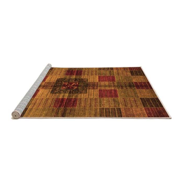 Sideview of Machine Washable Checkered Orange Modern Area Rugs, wshabs3183org