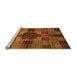 Sideview of Machine Washable Checkered Orange Modern Area Rugs, wshabs3183org