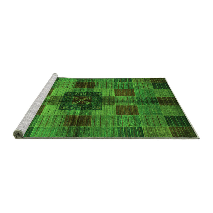 Sideview of Machine Washable Checkered Green Modern Area Rugs, wshabs3183grn