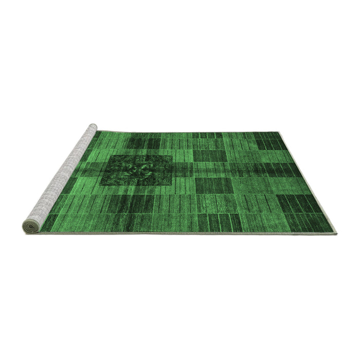 Sideview of Machine Washable Checkered Emerald Green Modern Area Rugs, wshabs3183emgrn