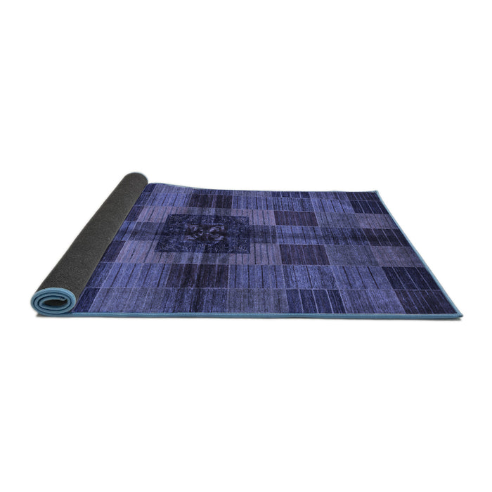Sideview of Checkered Blue Modern Rug, abs3183blu