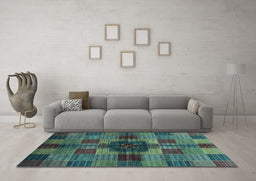 Machine Washable Checkered Light Blue Modern Rug in a Living Room, wshabs3183lblu