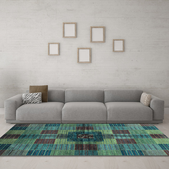 Machine Washable Checkered Light Blue Modern Rug in a Living Room, wshabs3183lblu