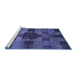 Sideview of Machine Washable Checkered Blue Modern Rug, wshabs3183blu