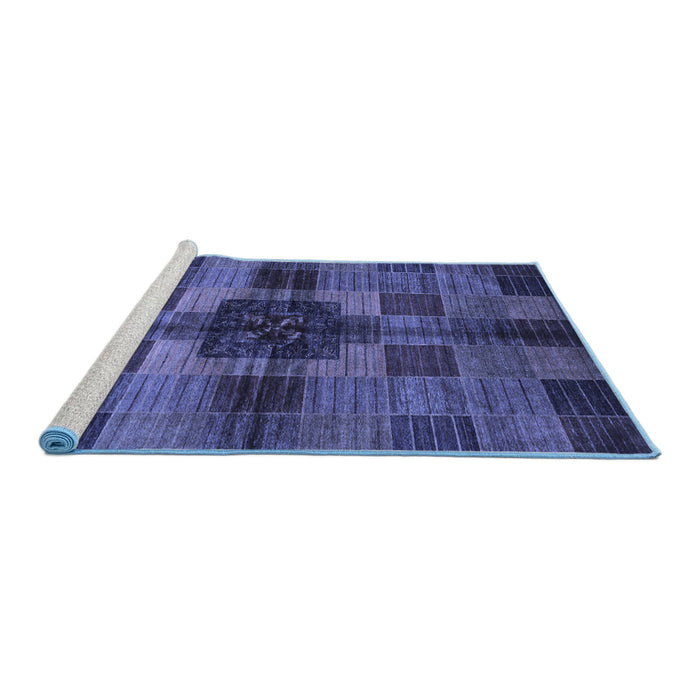 Sideview of Machine Washable Checkered Blue Modern Rug, wshabs3183blu