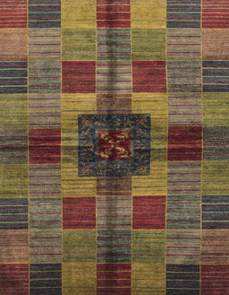 Abstract Red Brown Checkered Rug, abs3183