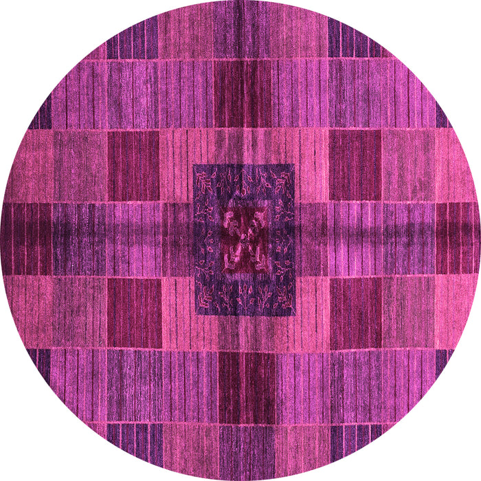 Round Machine Washable Checkered Pink Modern Rug, wshabs3183pnk