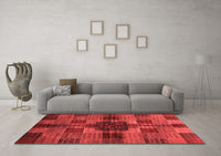 Machine Washable Checkered Red Modern Rug, wshabs3183red