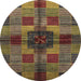 Round Machine Washable Abstract Red Brown Rug, wshabs3183