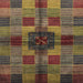 Square Abstract Red Brown Checkered Rug, abs3183