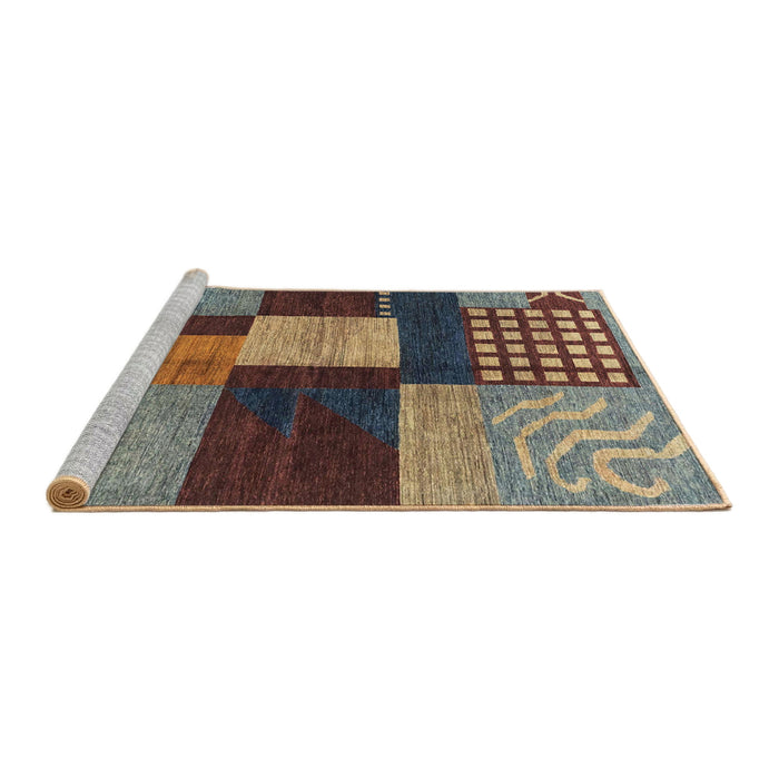 Sideview of Machine Washable Abstract Bakers Brown Rug, wshabs3184