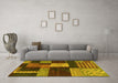 Machine Washable Abstract Yellow Modern Rug in a Living Room, wshabs3184yw