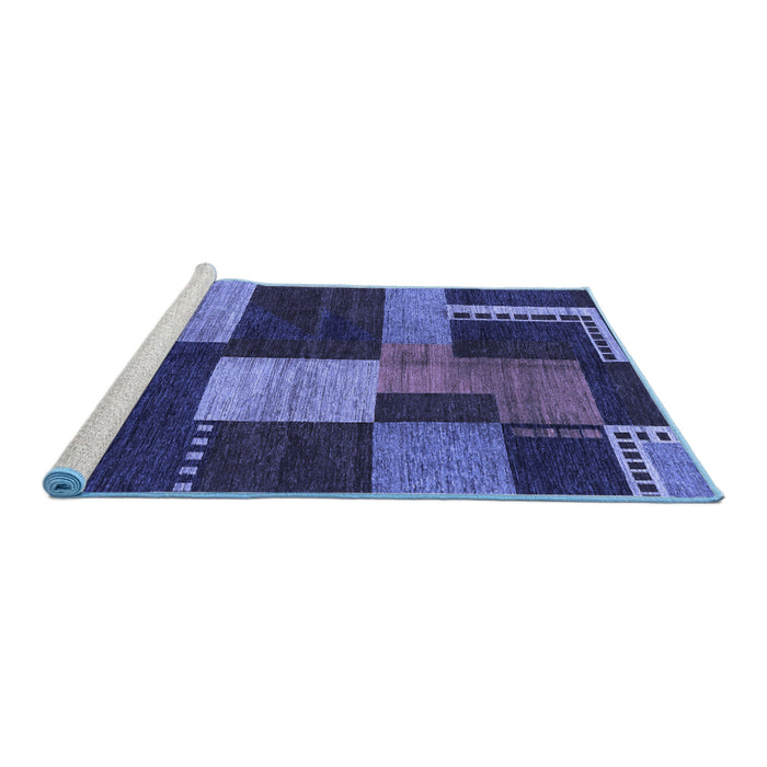 Sideview of Machine Washable Abstract Blue Modern Rug, wshabs3184blu