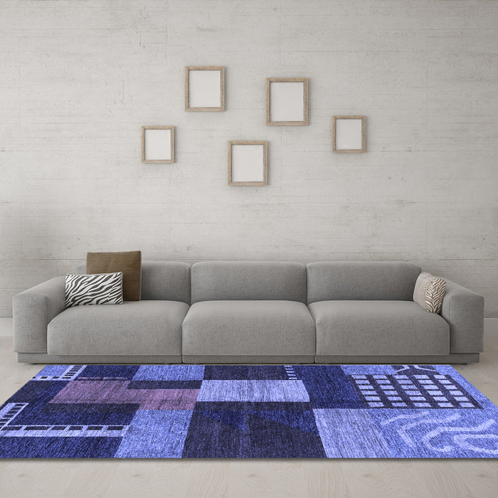 Machine Washable Abstract Blue Modern Rug in a Living Room, wshabs3184blu