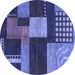 Round Abstract Blue Modern Rug, abs3184blu