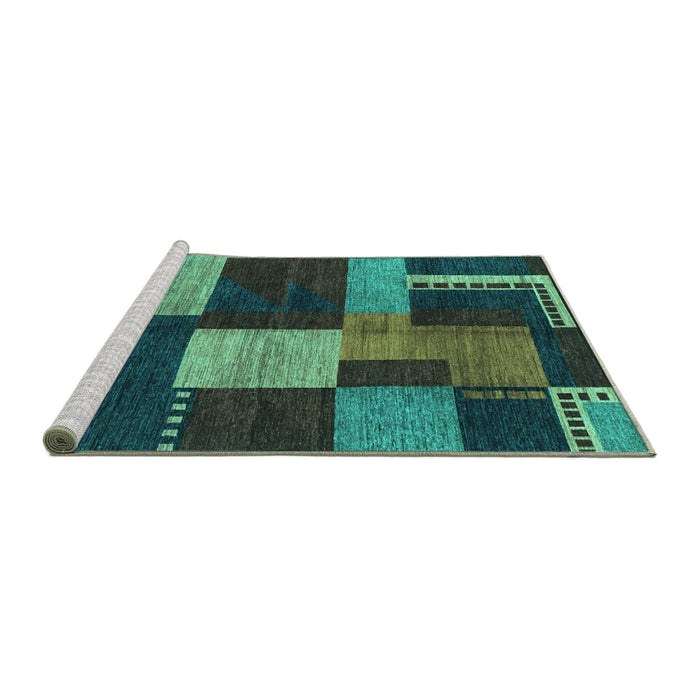 Sideview of Machine Washable Abstract Turquoise Modern Area Rugs, wshabs3184turq