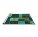 Sideview of Machine Washable Abstract Turquoise Modern Area Rugs, wshabs3184turq