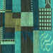 Square Machine Washable Abstract Turquoise Modern Area Rugs, wshabs3184turq