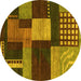 Round Machine Washable Abstract Yellow Modern Rug, wshabs3184yw