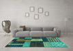 Machine Washable Abstract Turquoise Modern Area Rugs in a Living Room,, wshabs3184turq