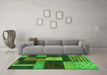 Machine Washable Abstract Green Modern Area Rugs in a Living Room,, wshabs3184grn