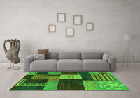 Machine Washable Abstract Green Modern Rug, wshabs3184grn