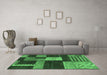 Machine Washable Abstract Emerald Green Modern Area Rugs in a Living Room,, wshabs3184emgrn