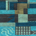 Square Abstract Light Blue Modern Rug, abs3184lblu