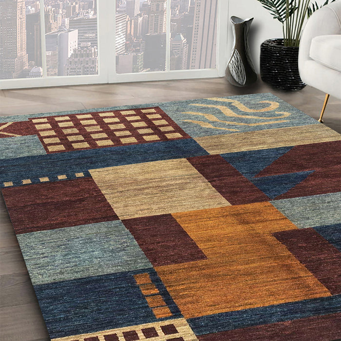 Machine Washable Abstract Bakers Brown Rug in a Family Room, wshabs3184