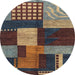 Round Abstract Bakers Brown Modern Rug, abs3184