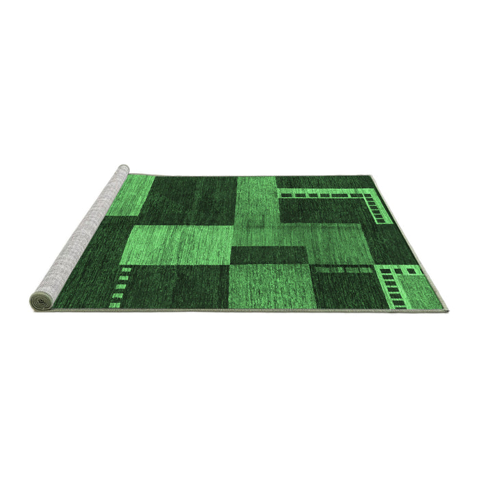 Sideview of Machine Washable Abstract Emerald Green Modern Area Rugs, wshabs3184emgrn