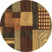 Round Machine Washable Abstract Brown Modern Rug, wshabs3184brn