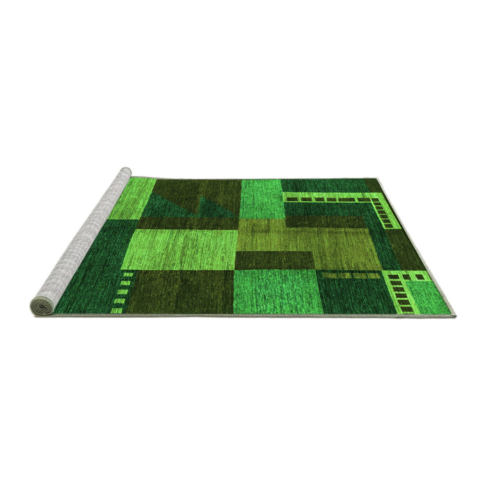 Sideview of Machine Washable Abstract Green Modern Area Rugs, wshabs3184grn
