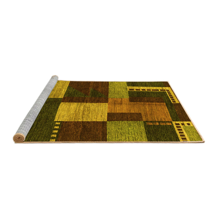 Sideview of Machine Washable Abstract Yellow Modern Rug, wshabs3184yw