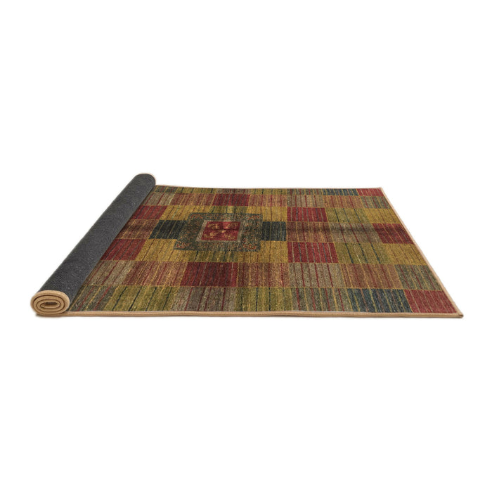 Sideview of Abstract Light Brown Checkered Rug, abs3185